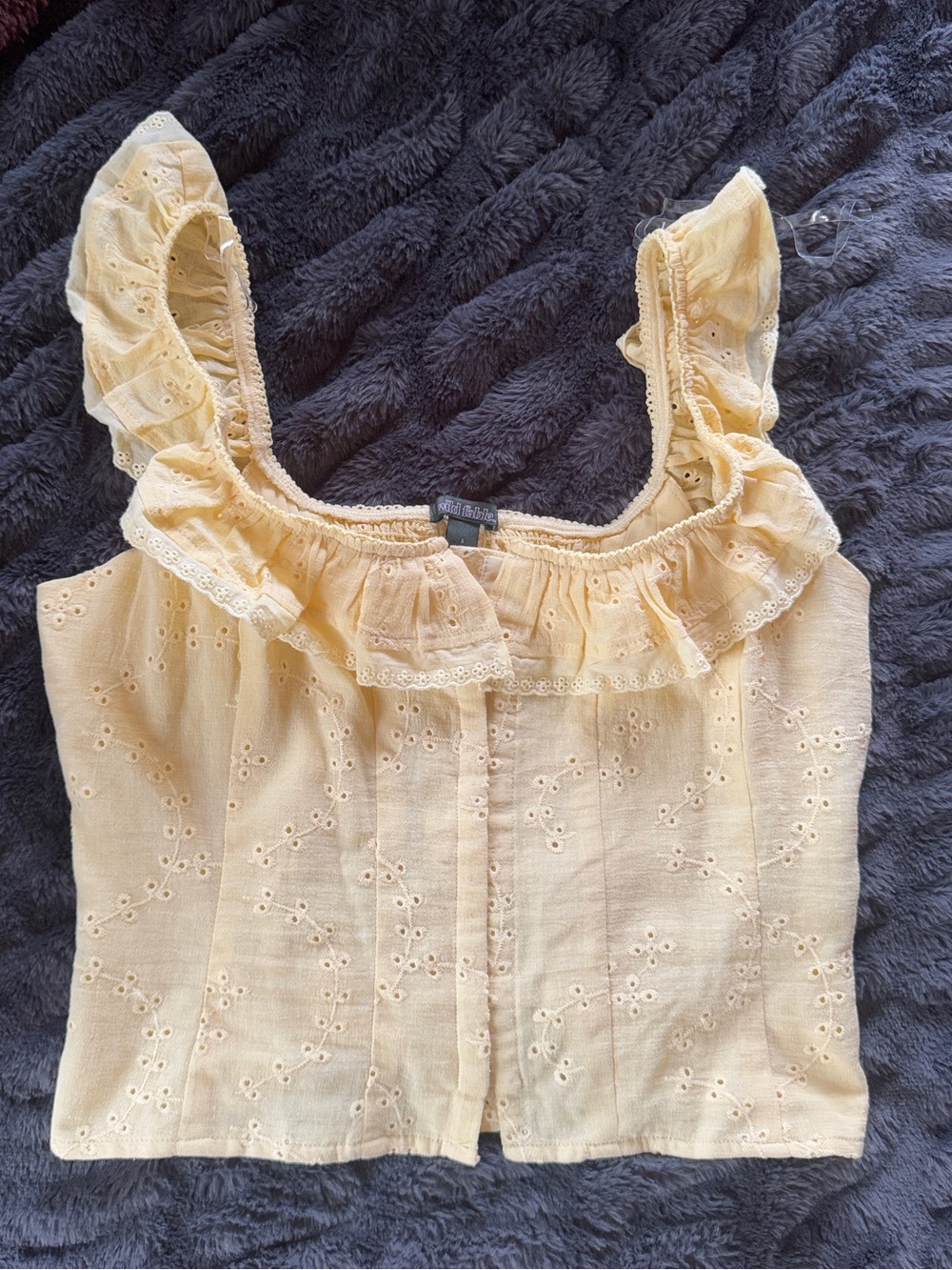 wild fable Butter Yellow Eyelet Ruffle Camisole Top